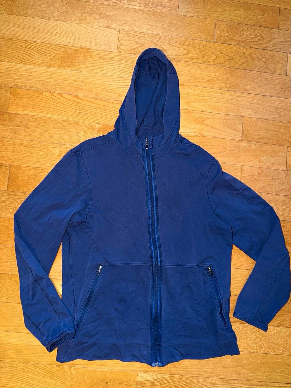 lululemon athletica Women's Blue Full Zip Hooded Hoodie Pockets Cotton L